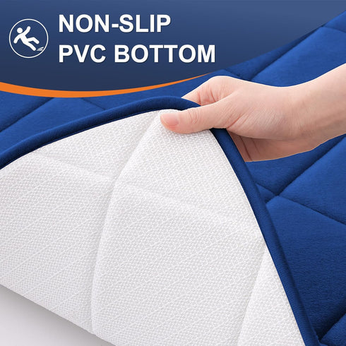 OLANLY Memory Foam Bath Mat 30x20, Ultra Soft Absorbent Bathroom Rug, Machine Washable, Navy