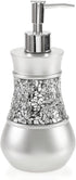 Crackled Glass Silver Hand Soap Dispenser - Decorative Countertop Lotion Dispenser for Bathroom