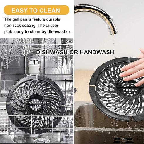 Power Dash Chefman 2QT Round Non-Stick Air Fryer Grill Pan Tray Rack, Dishwasher Safe Air Fryer Accessories