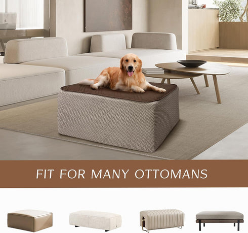 28-32 Inches, MEHIDFY Ottoman Cover, Waterproof Square Stool Slipcover, Quilted Stretch Furniture Protector, Machine