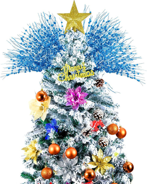 24 Losris Christmas Artificial Glitter Berry Stem Decorations Decorative Bead Sticks Xmas Picks Glittery Twigs Branches