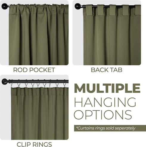 2 Pack, Set 2, 52" 72", Superior Blackout Curtains, Room Darkening, Bedroom, Drapes, Kitchen, Living Room Window