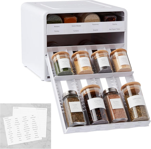 YouCopia SpiceStack Adjustable Spice Rack Organizer, Pull-Down 24-Bottle Seasonings and Spices Holder