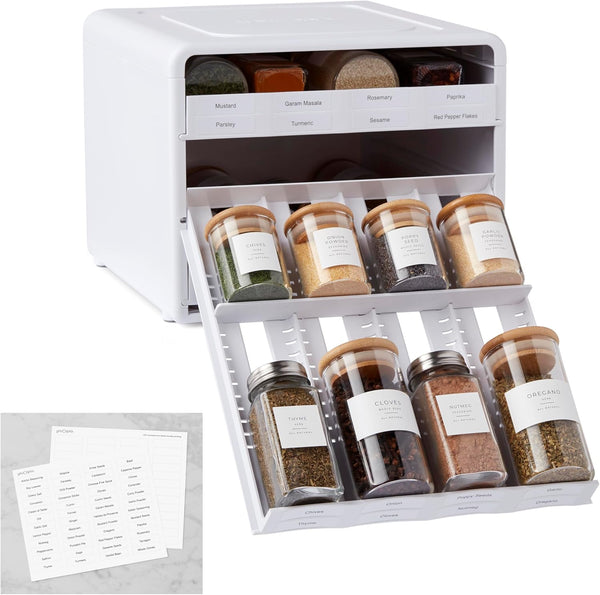 YouCopia SpiceStack Adjustable Spice Rack Organizer, Pull-Down 24-Bottle Seasonings and Spices Holder