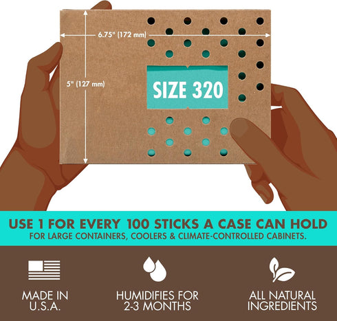 Boveda 69% Two-Way Humidity Control Pack - For Large Wood Humidifier Boxes & Coolers, Size 320