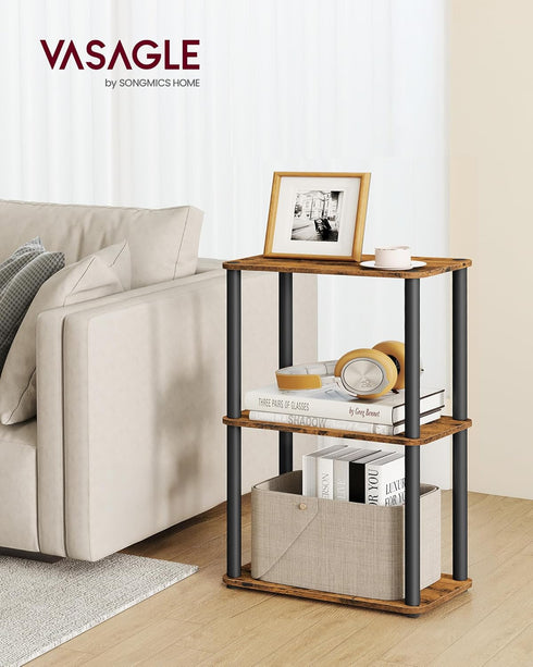 3-Tier 9.4 15 27.8 Inches, ULLS153K01 VASAGLE Superfast Toolless Assembly, Shelf for Living Room, Standing Shelf