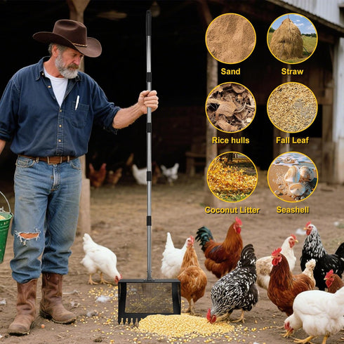 JOYANDRO 15inch 24 68" Extra Large Chicken Poop Scooper,Adjustable Chicken Coop Scooper for PoopStainless Steel Chicken