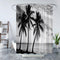 Tropical Palm Tree Ocean Beach Shower Curtain Black and White Sea Summer Coastal Island Hawaii Nature Fabric Bath