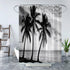 Tropical Palm Tree Ocean Beach Shower Curtain Black and White Sea Summer Coastal Island Hawaii Nature Fabric Bath