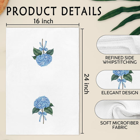 Gnmduw Set 2, Decor,16x24 Inch Blue Hydrangea Floral Kitchen Towels, Hydrangea Flower Decor Hand Towels of Coquttee