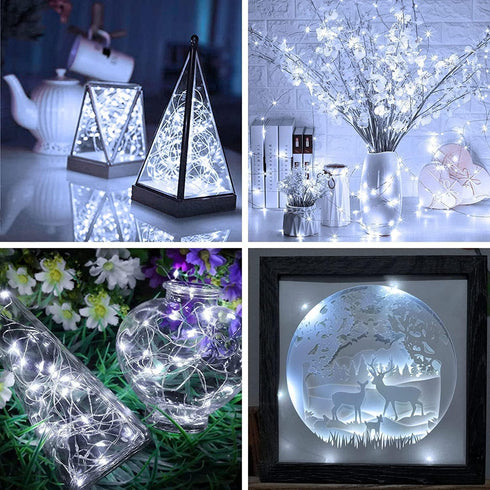 HOBAYS 6 Pack 7ft 20 Fairy Lights Battery Operated LED Mini String Lights Twinkle Lights Silver Wire Firefly Starry
