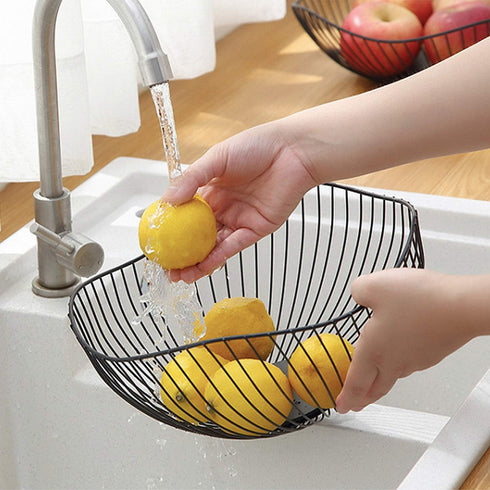 Metal Wire Fruit Basket, Black Kitchen Counter Fruit Holder, Storage Baskets for Home Decor