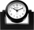 Timekeeper Small Desktop Swivel Clock - Battery Operated, 6.75" Wide x 2" Tall, Black Frame White Face