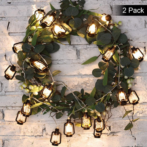 2 Set 9.8ft 40 Lantern String Lights of LED Lights Halloween Mini Lantern String Light Western Kerosene Light Rustic