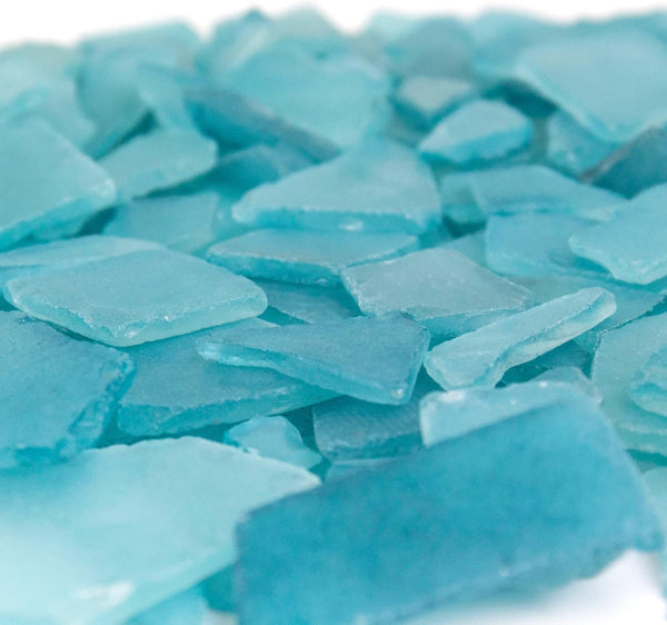 CYS EXCEL Sea Glass 16 Ounces Light Blue, Crushed Glass Vase Filler for Aquarium Nautical Décor