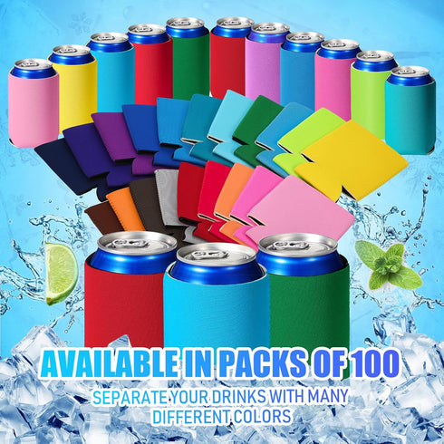 CHENGU 100 Pack Blank Can Cooler Sleeves Neoprene Insulated Beer Sleeves for Can Cooler Sleeves Sublimation Sleeves