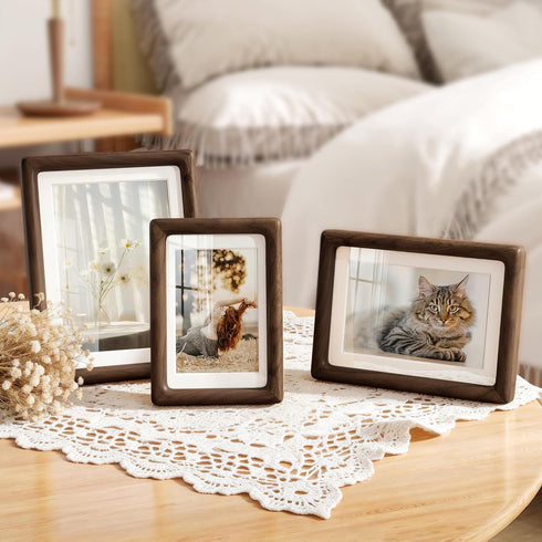 5x7 4x6 5x7 5 7 1 Pack Picture Frame, USA-Sourced Walnut Wood Photo Frames with HD Tempered Glass, Display Photo