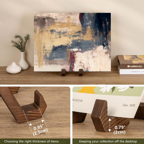 Plate Display Stand, 6 Inch Wood Holder for Decorative Picture Frame, Dish, Photo, Plaque, Platter