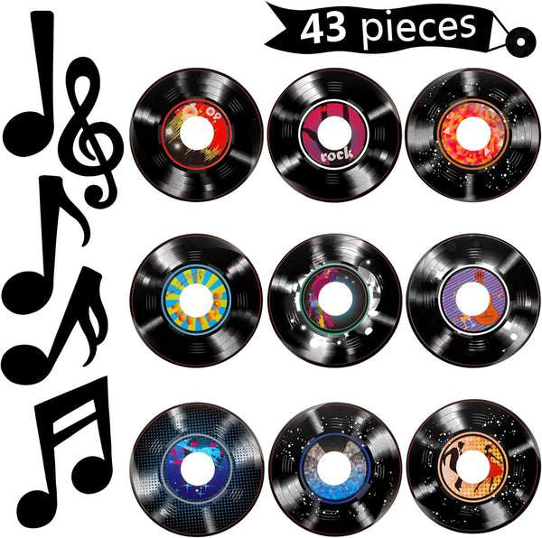 Gejoy 43 Pieces Music Party Decorations, Music Notes Cutouts for 50's Theme Party & Baby Shower Craft Decor