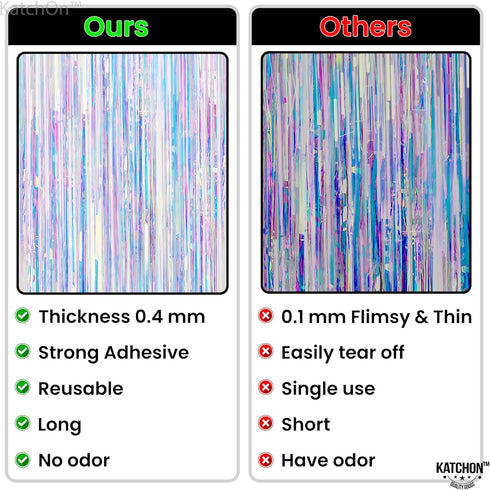 KatchOn Neon Iridescent Streamers, Pack of 2, Iridescent Party Decorations for Mermaid Birthday & Bachelorette Parties