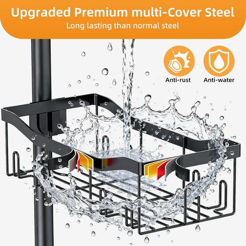 Tondid 6 2 47-122 Inch, Shower Caddy Corner, Tier Tension Pole Rod Bathroom Organizer Shelves, Adjustable Bathtub