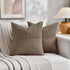 Fancy Homi Set 2, 28x28 Inch of Light Brown Patchwork Corduroy Decorative Soft Striped Modern Accent Cushion Case