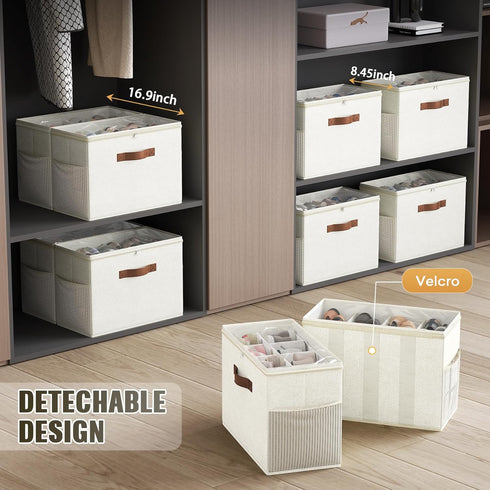 2 Pack Closet, 16 Budding Joy Shoe Organizer for Clear Foldable Shoe Storage Containers Adjustable Dividers Fits