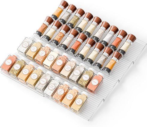 Yieach 8 Pack Adjustable Narrow Spice Rack for Drawer - Expandable From 9"