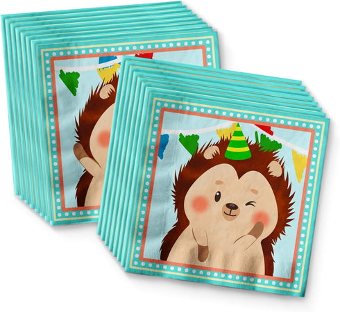Hedgehog Birthday Party Supplies Set, Plates, Napkins, Cups Tableware Kit for 16