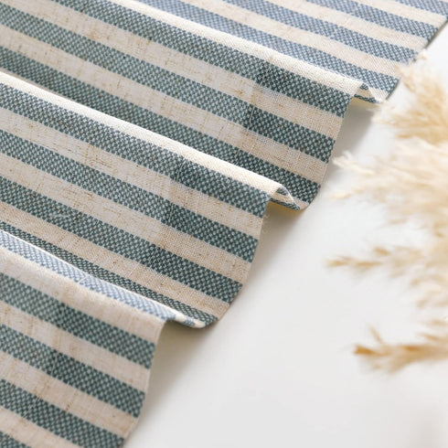 Vangao 16 Inch Kitchen Valance Linen Stripe Short Curtain, Farmhouse Country Rustic Light Filtering Topper