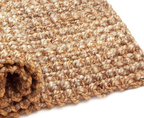 Jute Handspun 24" x 36" Area Rug, Premium Reversible Chunky Textured Tan Beige Accent Carpet