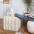 18"x18"x18", AELS Unstuffed Farmhouse Pouf Cover for Living Room, Boho Storage Bean Bag Cubes, Beige with Black Stitch