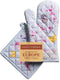 Maison d' Hermine Oven Mitt & Pot Holder Set - 100% Cotton, Heat Resistant BBQ Cooking Gloves (Blossoms In Spring)