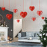 15 Pieces Valentine's Day 3D Heart Hanging Decorations - Red Hearts Hanging Ornaments with Ribbons for Party Supplies