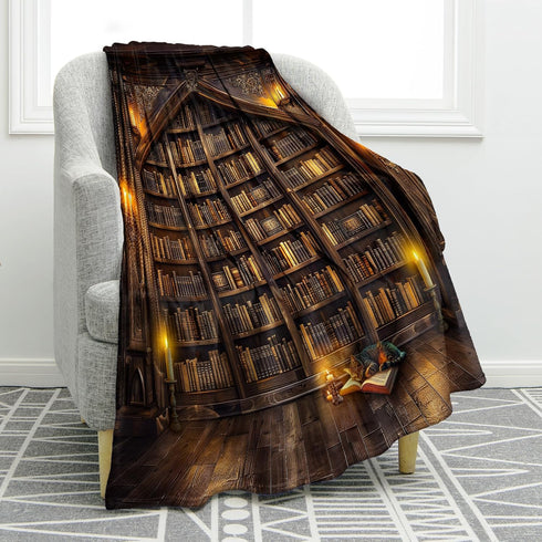 Jekeno Vintage Books Cat Bookshelf Blanket Gifts for Women Men Kids Girls
