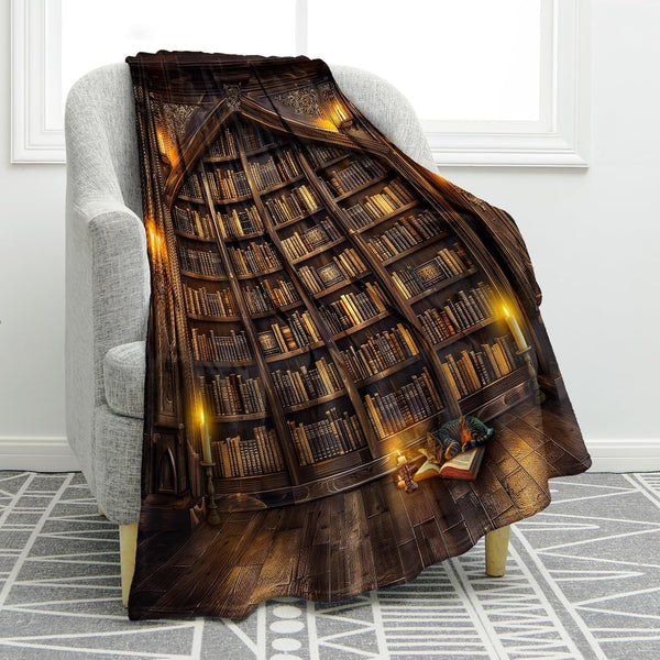 Jekeno Vintage Books Cat Bookshelf Blanket Gifts for Women Men Kids Girls