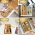 Bamboo Silverware Organizer, Kitchen Drawer Utensil Holder, Natural 4 Slots Flatware Organizer Tray