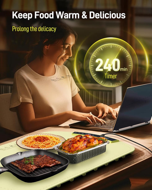 8 Food Warming Mat - Upgraded Levels Adjustable Temperature Electric Warming Tray, Multifunctional Full Surface Food