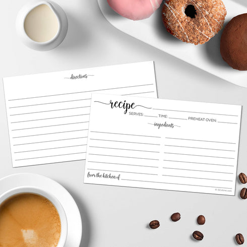 321Done Small Recipe Cards (Set of 50) From the Kitchen Of 3x5 Black and White Minimalist