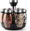 Mlici 6PC Spinning Glass Spice Jars, 360° Rotating Spice Rack Organizer with Stainless Steel Holder for Kitchen