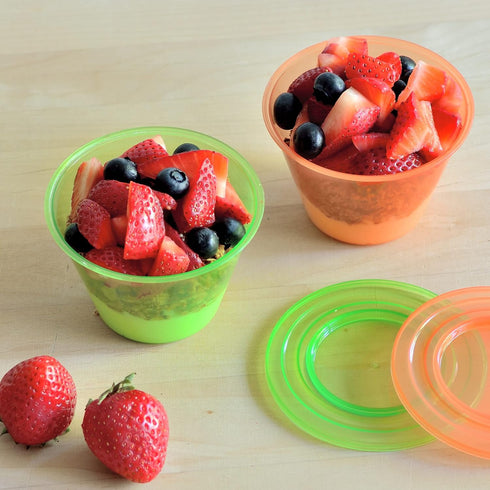 7 Sets 4 Youngever Reusable Parfait Cups With Lids and Inserts, Plastic Dessert and Yogurt Cups, Spill and Leak Proof