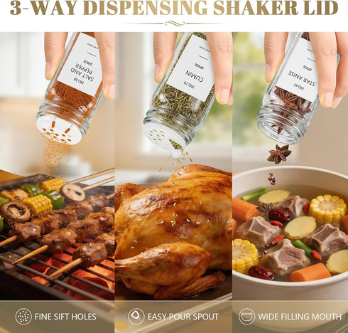 30Pcs 4 oz ZEHIQ Glass Spice Jars with Acacia Wood Lids, Square Seasoning Containers with Labels, Seasoning Jars