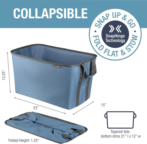 CleverMade Collapsible Laundry Baskets, Denim/Shadow Gray 2PK - 60L (16 Gal) Foldable Hamper with Sturdy Pop-Up Frame