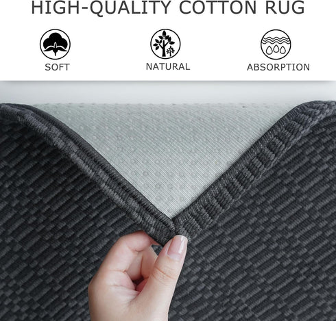 KOZYFLY Washable Area Rug 2x3 Ft: Small Indoor Door Mat with Rubber Backing, Braided Cotton Carpet for Bathroom Kitchen