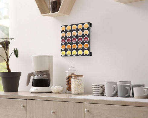 MyLifeUNIT K Cup Organizer Drawer, Wall Mounted Coffee Pod Holder for Kitchen and Office Coffee Station (Black)