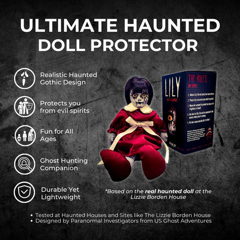 13" Lily: Host a Ghost Creepy Haunted Doll for Protection from Ghosts. Lizzie Borden House Scary Doll for Halloween