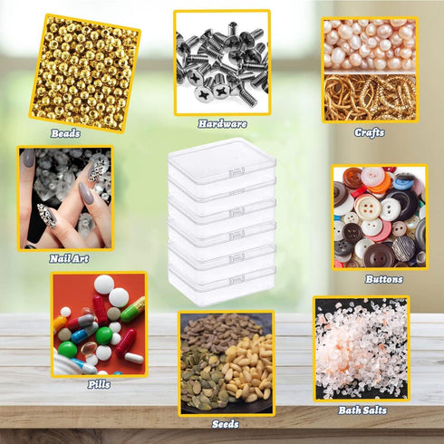 Goiio 6 Pcs Mini Plastic Storage Containers Box with Lid for Collecting Small Items, Beads, and Crafts