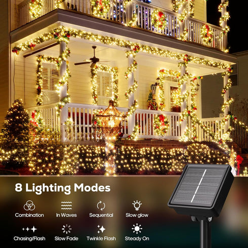 1 Pack 46 120 8 Solar String Lights Outdoor, FT LED Solar Tree Lights Waterproof with Lighting Modes, Outdoor Solar