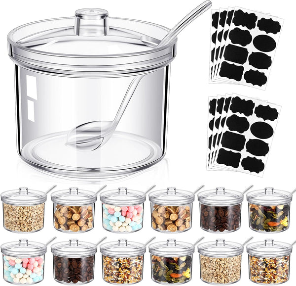 Tioncy 12 Pcs Ice Cream Bar Supplies Sugar Bowls with Lid and
