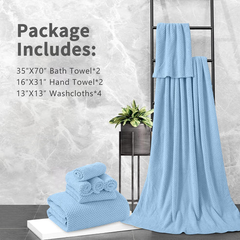 8 Set |2 Sheet,2 4 600GSM Set Piece Bathroom Towel Blue Oversized Large Bath Towels Hand Towels and Washcloths| Ultra